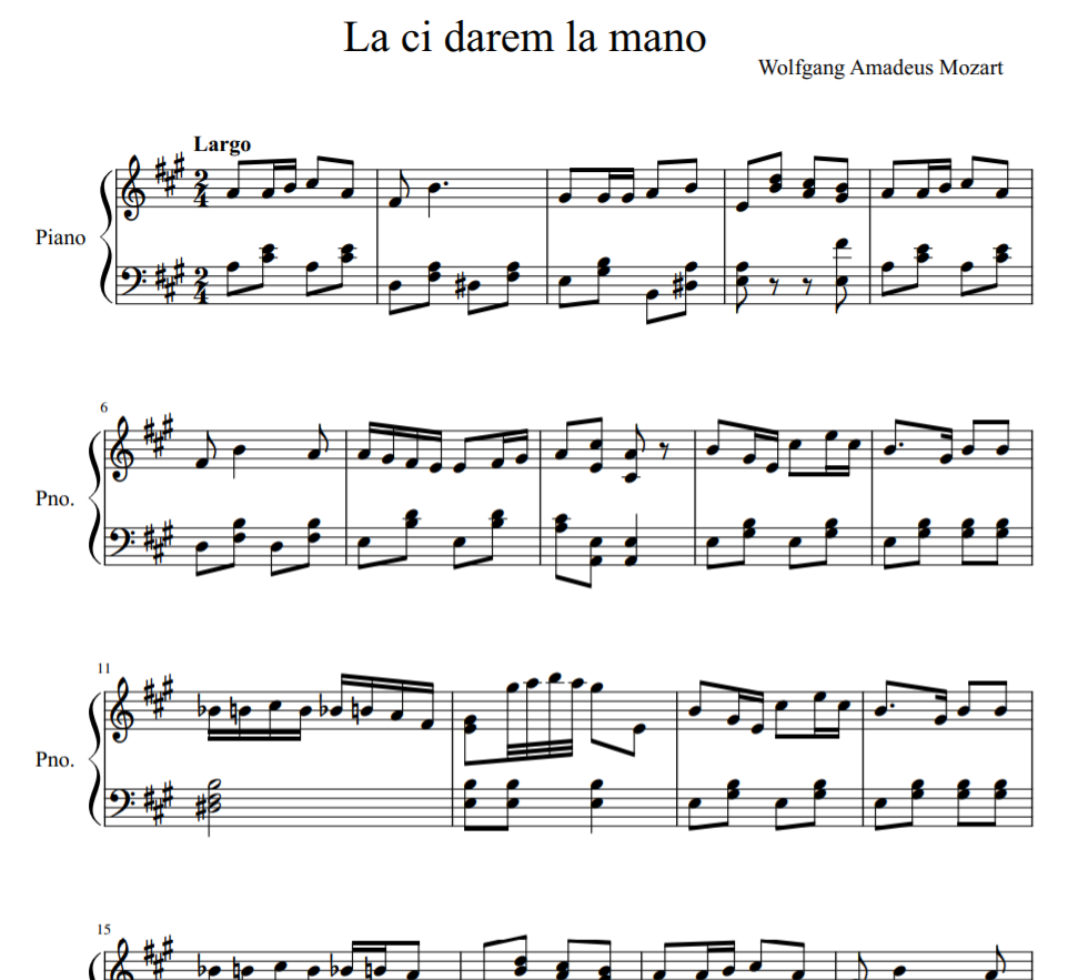 Wolfgang Amadeus Mozart - La ci darem la mano for piano